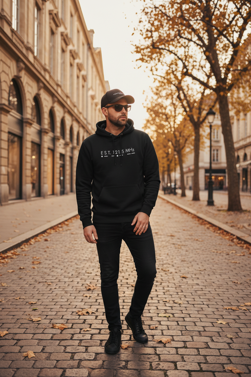 EST. 121.5 MHz Hoodie© - No Panic